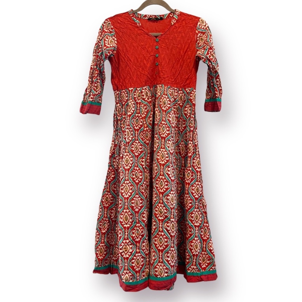 ANTHROPOLOGIE | ANAHI Damask Print Midi Dress 3/4 Sleeves Small